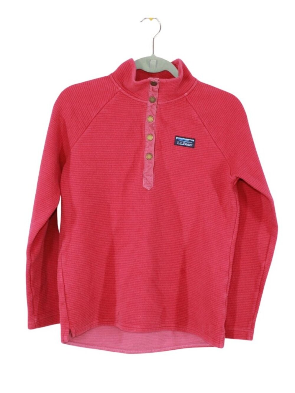 LL Bean Women's Lakewashed Double Knit Quarter Snap Pink Casual Outdoor Hiking S